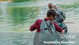  Presentation with explorer - Presentation theme featuring couple-adventurous-explorer-friends background and a gray colored foreground