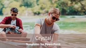  Presentation with nature river - Presentation design consisting of couple-adventurous-explorer-friends background and a coral colored foreground