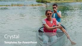  Presentation with nature river - Presentation enhanced with couple-adventurous-explorer-friends background and a gray colored foreground