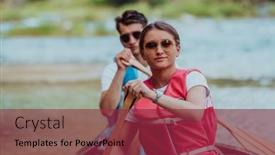  Presentation with nature river - Slide deck consisting of couple-adventurous-explorer-friends background and a violet colored foreground