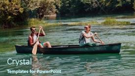  Presentation with nature river - PPT layouts with couple-adventurous-explorer-friends background and a ocean colored foreground