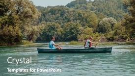  Presentation with explorer - Presentation with couple-adventurous-explorer-friends background and a seafoam green colored foreground