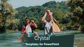  Presentation with nature river - PPT theme enhanced with couple-adventurous-explorer-friends background and a ocean colored foreground