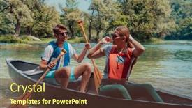  Presentation with nature river - Theme enhanced with couple-adventurous-explorer-friends background and a tawny brown colored foreground