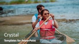  Presentation with explorer - Presentation theme with couple-adventurous-explorer-friends background and a gray colored foreground