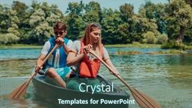  Presentation with nature river - PPT layouts with couple-adventurous-explorer-friends background and a ocean colored foreground