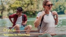  Presentation with explorer - PPT theme featuring couple-adventurous-explorer-friends background and a violet colored foreground