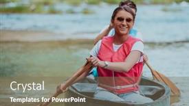  Presentation with explorer - Slide deck with couple-adventurous-explorer-friends background and a violet colored foreground