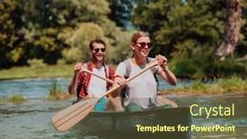  Presentation with explorer - Presentation design featuring couple-adventurous-explorer-friends background and a tawny brown colored foreground