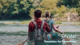  Presentation with explorer - Slide set enhanced with couple-adventurous-explorer-friends background and a ocean colored foreground