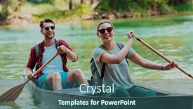  Presentation with nature river - PPT layouts with couple-adventurous-explorer-friends background and a ocean colored foreground