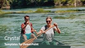  Presentation with nature river - Presentation theme enhanced with couple-adventurous-explorer-friends background and a ocean colored foreground