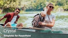  Presentation with explorer - Presentation design with couple-adventurous-explorer-friends background and a  colored foreground