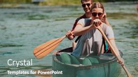  Presentation with explorer - Slides consisting of couple-adventurous-explorer-friends background and a ocean colored foreground