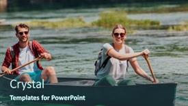  Presentation with nature river - PPT layouts enhanced with couple-adventurous-explorer-friends background and a ocean colored foreground