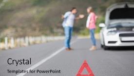  Presentation with road - Colorful slide deck enhanced with couple after a car breakdown backdrop and a light gray colored foreground
