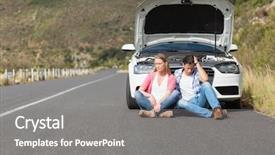  Presentation with road - Beautiful slides featuring couple after a car breakdown backdrop and a gray colored foreground