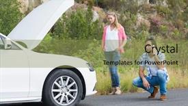  Presentation with emotional breakdown - PPT theme featuring couple after a car breakdown background and a gold colored foreground