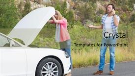  Presentation with road - PPT theme featuring couple after a car breakdown background and a yellow colored foreground