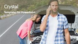  Presentation with car - PPT theme featuring couple after a car breakdown background and a gray colored foreground