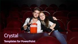  Presentation with movie theater - Presentation theme having couple alone at the movie background and a wine colored foreground