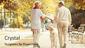  Presentation with dog park - Audience pleasing presentation consisting of senior couple and big dog backdrop and a lemonade colored foreground