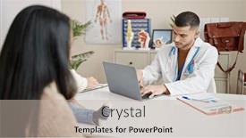  Presentation with medical laptop - PPT theme with couple-and-son-having-medical background and a mint green colored foreground