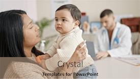  Presentation with medical laptop - Theme featuring couple-and-son-having-medical background and a coral colored foreground