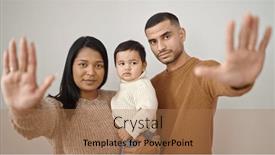  Presentation with stop - Presentation with couple-and-son-hugging-each background and a coral colored foreground