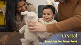  Presentation with teddy bear - Slide set enhanced with couple-and-son-playing background and a coral colored foreground