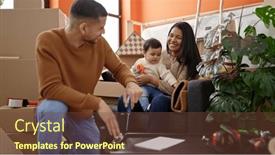  Presentation with home care - Slides consisting of couple-and-son-taking-care background and a  colored foreground