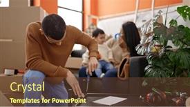  Presentation with home care - Presentation theme with couple-and-son-taking-care background and a  colored foreground