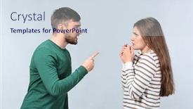  Presentation with relationship - Amazing PPT theme having couple arguing on light background problems in relationship backdrop and a sky blue colored foreground