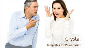  Presentation with angry - Slide deck enhanced with couple arguing while sitting background and a sky blue colored foreground