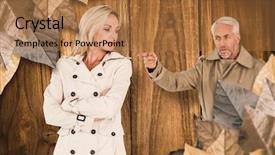  Presentation with wife - Audience pleasing PPT theme consisting of couple argument - angry husband pointing wife backdrop and a coral colored foreground