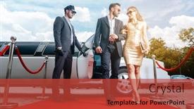  Presentation with car door - Presentation consisting of couple-arriving-with-limousine-walking background and a red colored foreground