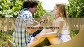  Presentation with picnic - Theme with couple at a picnic in vineyard background and a coral colored foreground