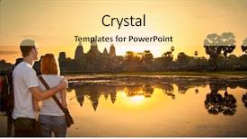  Presentation with complex - PPT theme featuring couple at angkor wat temple background and a blonde colored foreground