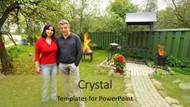  Presentation with baby shower bbq - PPT layouts with couple at backyard preparing bbq background and a  colored foreground