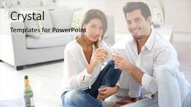  Presentation with intelligence intelligent house smart home - Audience pleasing presentation design consisting of couple at home celebrating new backdrop and a light gray colored foreground