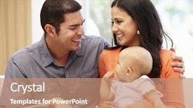  Presentation with new parents at home baby - PPT theme with couple at home with baby background and a coral colored foreground