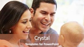  Presentation with baby - Presentation design featuring couple at home with baby background and a coral colored foreground