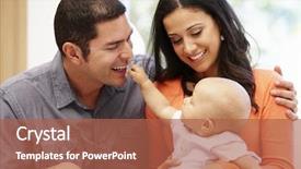  Presentation with baby - Beautiful slide set featuring couple at home with baby backdrop and a red colored foreground