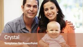  Presentation with new parents at home baby - Slide deck enhanced with couple at home with baby background and a coral colored foreground