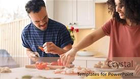  Presentation with down syndrome - Slide set consisting of couple-at-home-with-man and a coral colored foreground