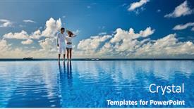  Presentation with infinity - PPT layouts with couple-at-infinity-pool-poolside background and a teal colored foreground