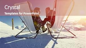  Presentation with alps - PPT theme having couple at mountains in winter background and a coral colored foreground