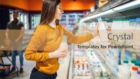  Presentation with grocery store - Presentation design with couple-at-the-showcase background and a yellow colored foreground