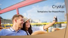  Presentation with tour - PPT theme with couple at the tour bus background and a light blue colored foreground