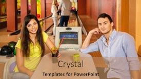  Presentation with bowling - Presentation enhanced with couple behind table in bowling club background and a coral colored foreground